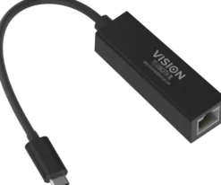Adaptateur professionnel USB-C vers Ethernet Vision TC-USBCETH/BL, noir