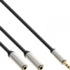 Câble audio Y InLine Slim, jack 3,5mm mâle vers 2x jack femelle, 1m