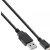 Câble Micro-USB 2.0 InLine, câble de charge rapide, USB-A mâle à Micro-B mâle, noir, 0,5m