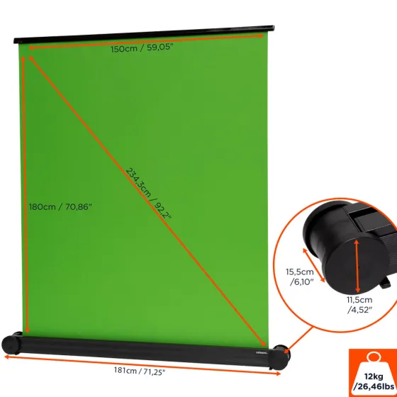 Écran à fond vert celexon mobile Chroma Key Green 150 x 180 cm