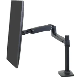 Ergotron Bras pour écran LX avec colonne haute, support de table | Taille de l'écran : 34 pouces | noir mat