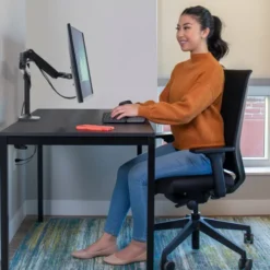 Ergotron Bras pour écran LX avec colonne haute, support de table | Taille de l'écran : 34 pouces | noir mat