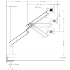 Hagor HA Bras de levage à gaz medium Support de table pour un écran, jusqu'à 9kg de charge