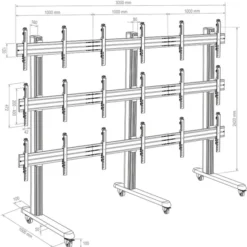 Hagor HA-VWT - Chariot pour mur d'images 3x3 - 46-55" |max. VESA 800x400 | charge max. 360 kg