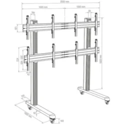 Hagor HA-VWT - Chariot pour mur d'images 2x2 - 46-55" |max. VESA 800x400 |charge admissible 160 kg
