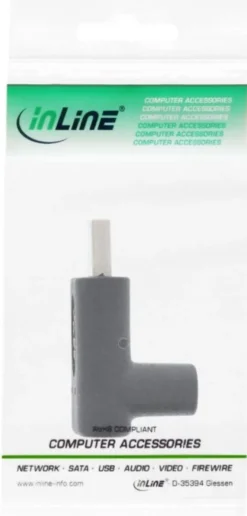 InLine Adaptateur USB 3.1, type C mâle vers C femelle, coudé haut/bas (Gen.2)