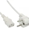 InLine Câble d'alimentation, prise de sécurité coudée sur fiche C13 pour appareils froids, 5 m, blanc