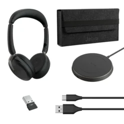 Jabra Evolve2 65 Flex Link380a MS Stereo - Micro-casque stéréo sans fil avec USB-A - certifié pour Microsoft Teams, socle de chargement inclus