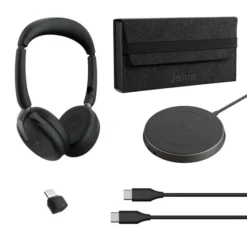 Jabra Evolve2 65 Flex Link380c UC Stereo - Micro-casque stéréo sans fil avec USB-C pour plateformes UC, socle de chargement inclus