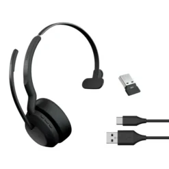 Jabra Evolve2 55 Link380a MS Mono - Micro-casque mono sans fil avec USB-A certifié pour Microsoft Teams, chargeur inclus