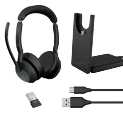 Jabra Evolve2 55 Link380a UC Stereo - Micro-casque stéréo sans fil avec USB-A socle de chargement inclus
