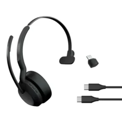 Jabra Evolve2 55 Link380c MS Mono - Micro-casque mono sans fil avec USB-C certifié pour Microsoft Teams