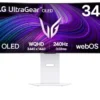 LG UltraGear™ 34GX90SA-W moniteur de jeu intelligent incurvé OLED 34 pouces avec 240 Hz, webOS et IA