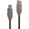 LINDY câble USB 3.2 Type A vers B de 5 m - Connecteur USB Type A vers B, 5 Gbit/s, gamme Anthra