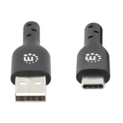 Manhattan Câble USB-C vers USB-A, mâle vers mâle, noir, 480 Mbps (USB 2.0), 1 m