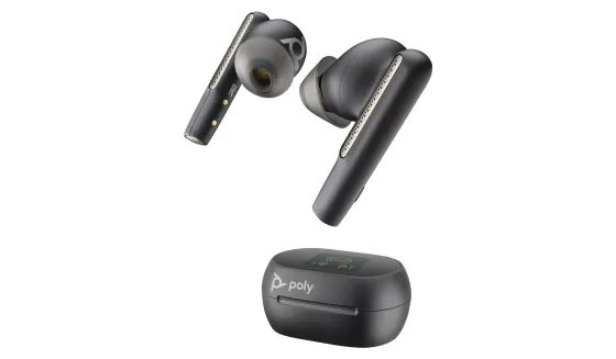 Poly Voyager Free 60+ Écouteurs USB-C avec boîtier de recharge à écran tactile pour Microsoft Teams, noir