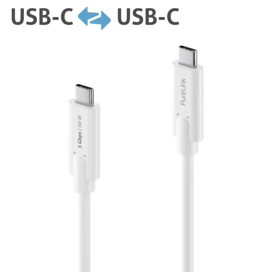 Purelink IS2500-005 Câble USB-C vers USB-C 0,5 m, blanc