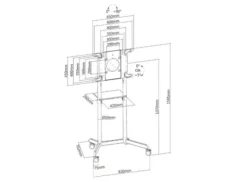PureLink PM-CART-80W Support TV polyvalent PureMounts avec fonctions d'inclinaison, de pivotement et de panoramique pour écrans de 37 à 80 pouces