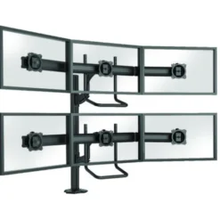 Support de bureau Chief KONTOUR K4G320B pour 3x2 écrans de 10"-24" - noir (réglable en profondeur, inclinable et pivotant)