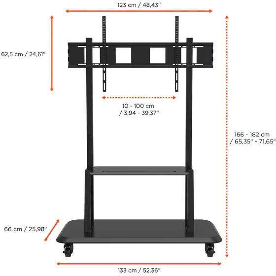 Support mobile/fixe celexon PRO Adjust-55120MP réglable en hauteur manuellement - 55’’-120’’