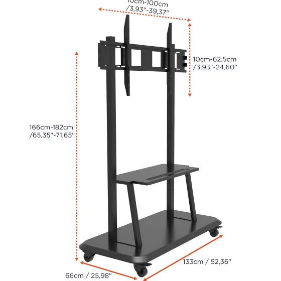 Support mobile/fixe celexon PRO Adjust-55120MP réglable en hauteur manuellement - 55’’-120’’