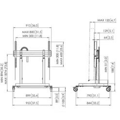 Support mobile Vogels RISE 5205 réglable en hauteur électriquement - jusqu'à 86