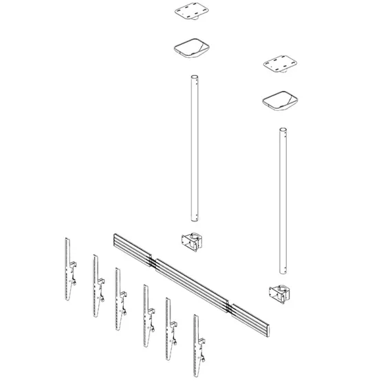 Support plafond Hagor comPROnents® Menuboard pour 3 Displays - 46"-65" (Portrait, inclinable)