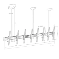 Support plafond Hagor comPROnents® Menuboard pour 4 Displays - 46