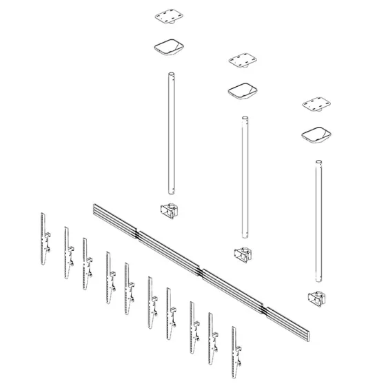 Support plafond Hagor comPROnents® Menuboard pour 5 Displays - 46"-65" (Portrait, inclinable)