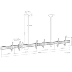 Support plafond Hagor comPROnents® Menuboard pour 3 Displays - 46