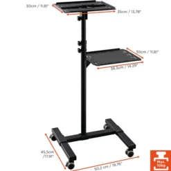 Table mobile de présentation celexon PT3020 pour vidéoprojecteur, à 2 plateaux - Noir