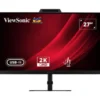 ViewSonic VG2741V-2K Écran de visioconférence QHD de 27 pouces avec port USB-C et webcam certifiée Windows Hello